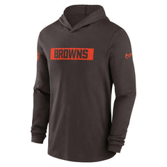 Cleveland Browns 2024/25 Sideline Performance Long Sleeve Hoodie T-Shirt - Brown - Nike