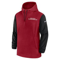 Arizona Cardinals 2024/25 Sideline Pre-Game Player 1/2-Zip Hoodie Jacket - Cardinal/Black - Nike