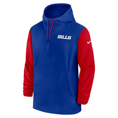 Buffalo Bills 2024/25 Sideline Pre-Game Player 1/2-Zip Hoodie Jacket - Royal/Red - Nike