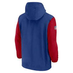 New York Giants 2024/25 Sideline Pre-Game Player 1/2-Zip Hoodie Jacket - Royal/Red - Nike