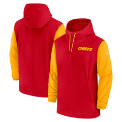 Kansas City Chiefs 2024/25 Sideline Pre-Game Player 1/2-Zip Hoodie Jacket - Red/Gold - Nike