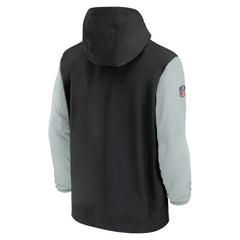 Las Vegas Raiders 2024/25 Sideline Pre-Game Player 1/2-Zip Hoodie Jacket - Black/Silver - Nike