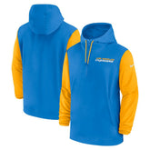 Los Angeles Chargers 2024/25 Sideline Pre-Game Player 1/2-Zip Hoodie Jacket - Powder Blue/Gold - Nike
