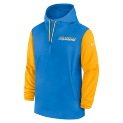 Los Angeles Chargers 2024/25 Sideline Pre-Game Player 1/2-Zip Hoodie Jacket - Powder Blue/Gold - Nike