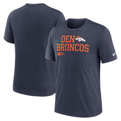 Denver Broncos Overlap Lockup Tri-Blend T-Shirt - Navy - Nike