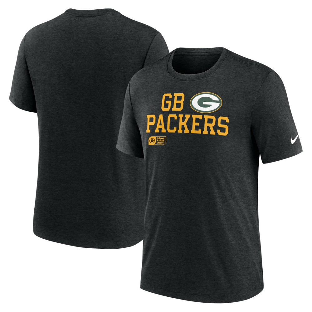 Green Bay Packers Overlap Lockup Tri-Blend T-Shirt - Black - Nike