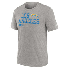 Los Angeles Chargers Overlap Lockup Tri-Blend T-Shirt - Heather Gray - Nike