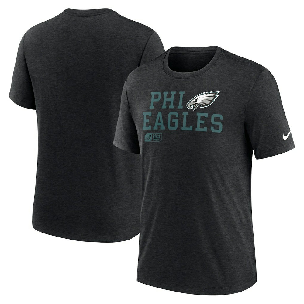 Philadelphia Eagles Overlap Lockup Tri-Blend T-Shirt - Black - Nike