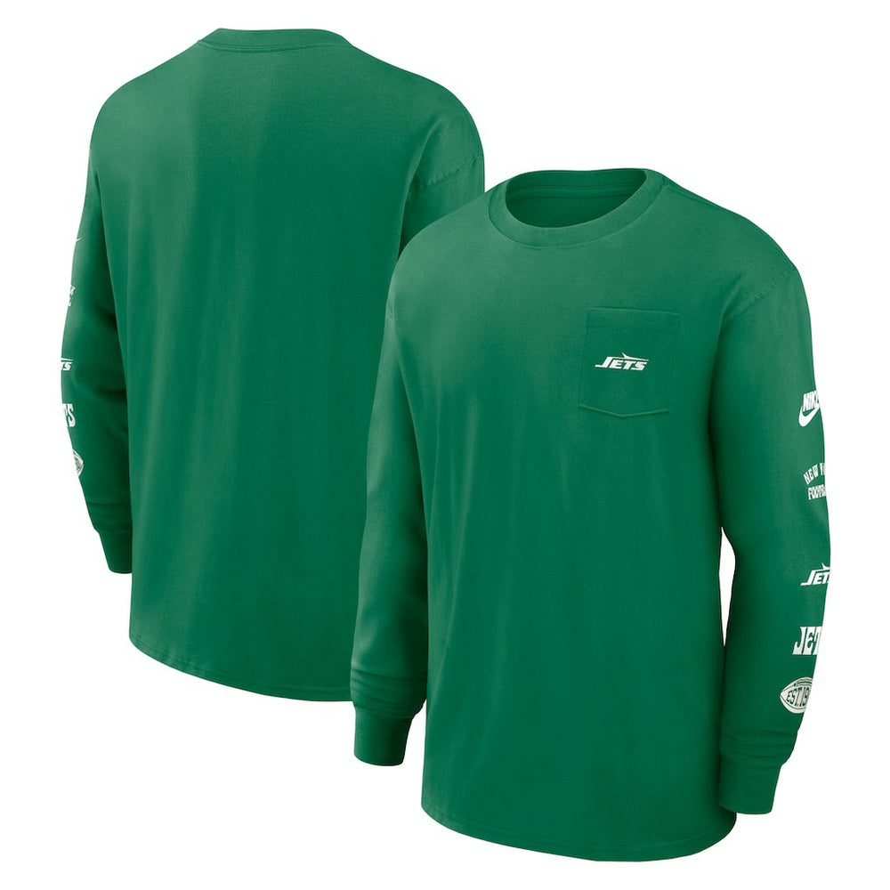 New York Jets Rewind Heavy Max90 Pocket Long Sleeve T-Shirt - Green - Nike