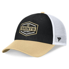 New Orleans Saints Bench Trucker Adjustable Hat - Black/Gold - Fanatics