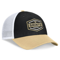 New Orleans Saints Bench Trucker Adjustable Hat - Black/Gold - Fanatics
