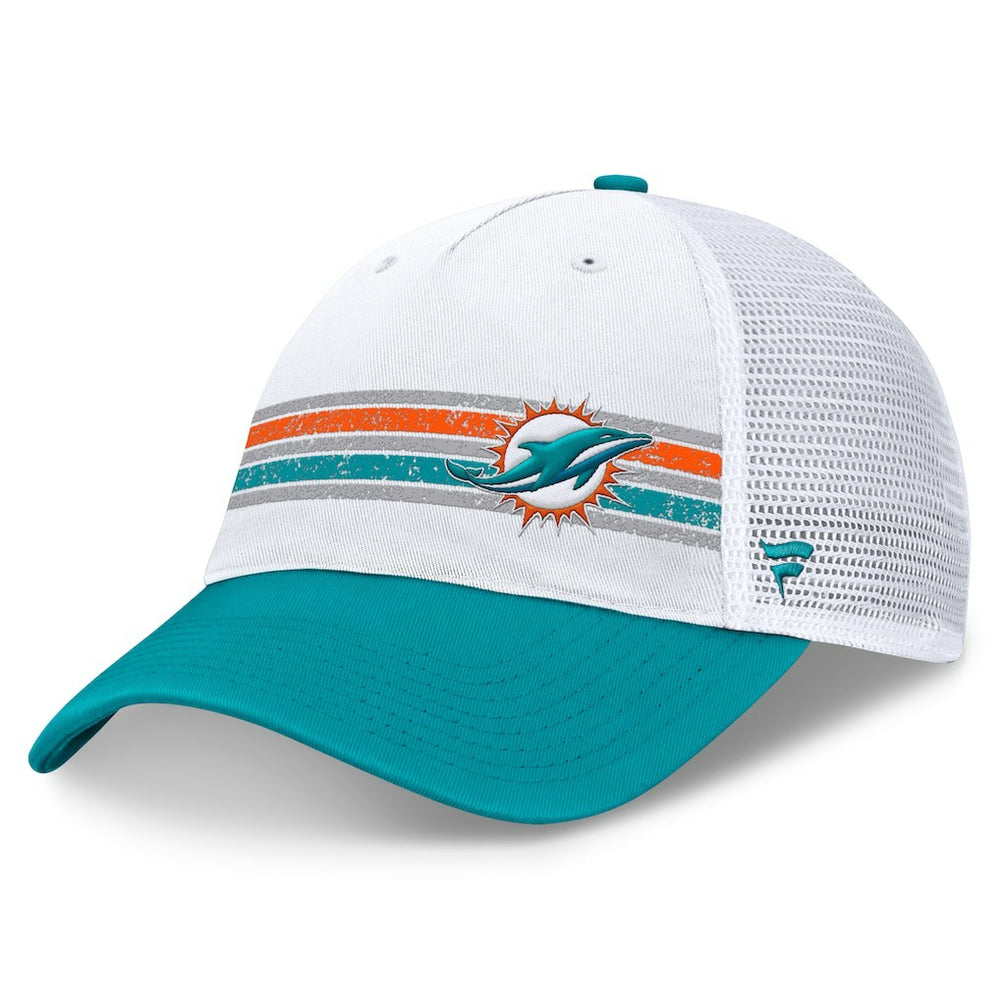 Miami Dolphins Flawless Stripe Adjustable Hat - White/Aqua - Fanatics