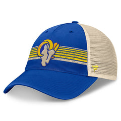 Los Angeles Rams Center Stripe Trucker Adjustable Hat - Royal/Natural - Fanatics