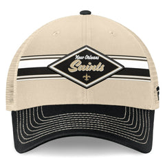 New Orleans Saints Diamond Stripe Trucker Adjustable Hat - Natural/Black - Fanatics