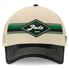 New York Jets Diamond Stripe Trucker Adjustable Hat - Natural/Black - Fanatics