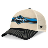 Carolina Panthers Diamond Stripe Trucker Adjustable Hat - Natural/Black - Fanatics