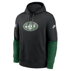 New York Jets Throwback Logo Club Tri-Blend Pullover Hoodie - Black - Nike