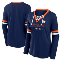 Houston Astros Fanatics Women's Won & Done Raglan Lace-Up Long Sleeve T-Shirt for sale