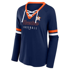 Houston Astros Fanatics Women's Won & Done Raglan Lace-Up Long Sleeve T-Shirt for sale