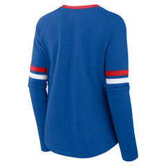 Chicago Cubs Fanatics Women's Won & Done Raglan Lace-Up Long Sleeve T-Shirt Sale