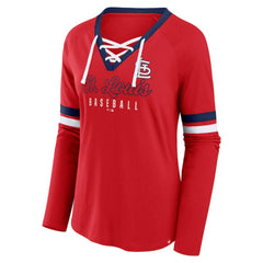 St. Louis Cardinals Fanatics Women's Won & Done Raglan Lace-Up Long Sleeve T-Shirt for sale