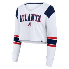 Atlanta Braves Fanatics Women's Stretch Cropped Fashion Long Sleeve T-Shirt Discount