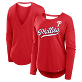 Philadelphia Phillies Fanatics Women's Core Boat Neck Long Sleeve T-Shirt Outlet