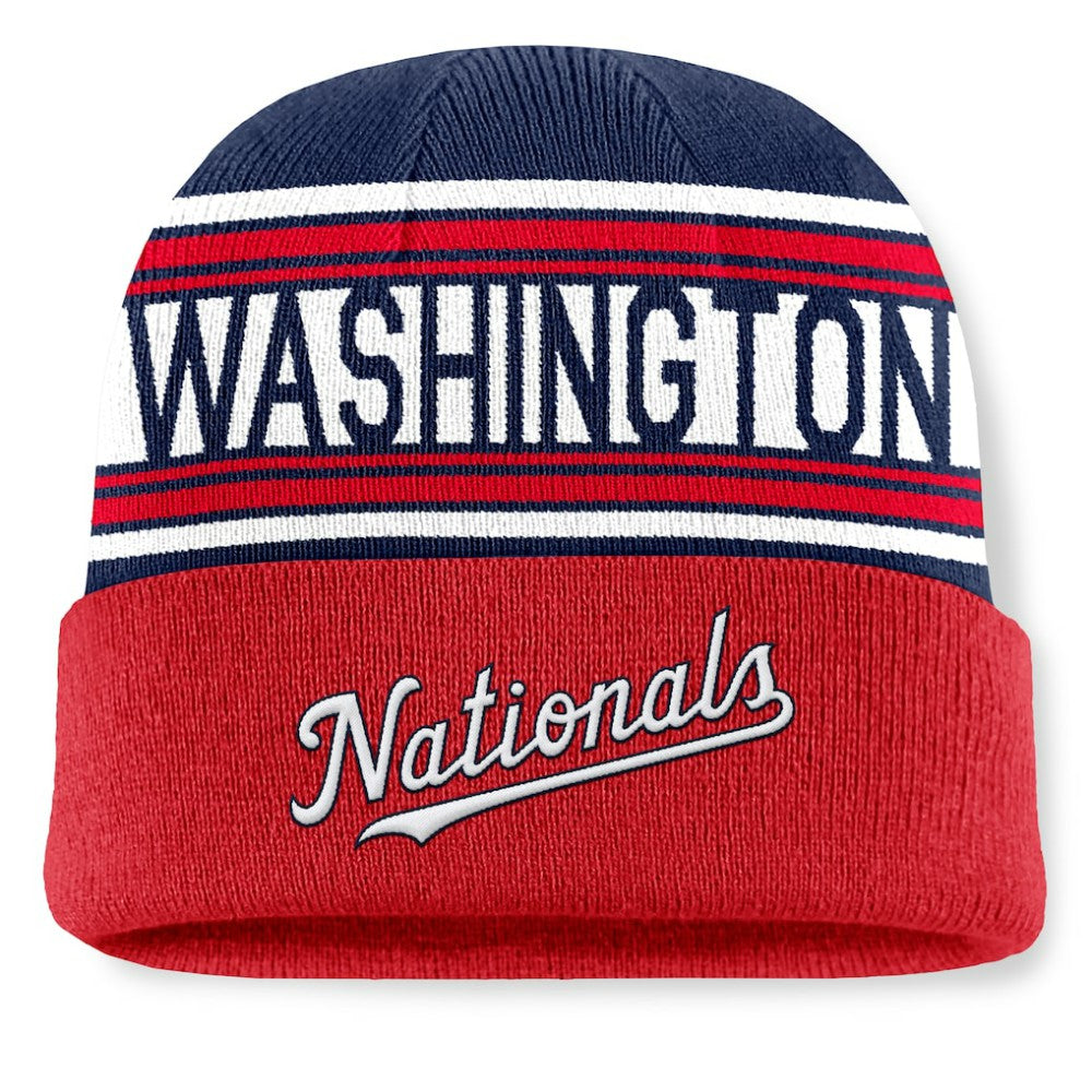 Washington Nationals Fanatics Fundamental Team Stripe Cuffed Knit Hat Online