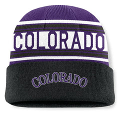 Colorado Rockies Fanatics Fundamental Team Stripe Cuffed Knit Hat Sale