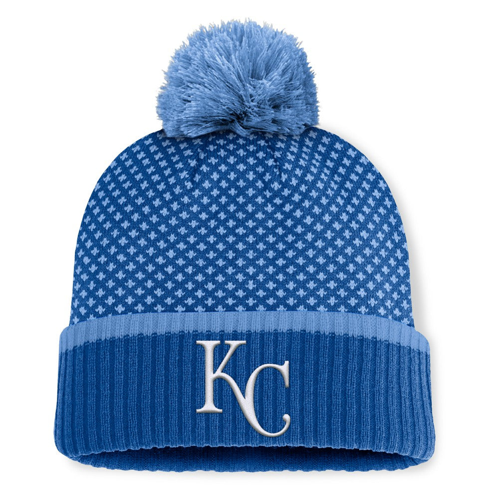 Kansas City Royals Fanatics Women's Fundamental Jacquard Cuffed Knit Hat with Pom Near Me