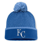 Kansas City Royals Fanatics Women's Fundamental Jacquard Cuffed Knit Hat with Pom Near Me