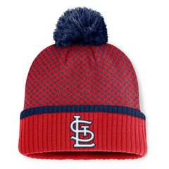St. Louis Cardinals Fanatics Women's Fundamental Jacquard Cuffed Knit Hat with Pom Online