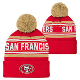 San Francisco 49ers Youth Jacquard Cuffed Knit Hat with Pom - Scarlet - NFL
