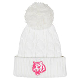 Cincinnati Bengals Girls Youth Cable Cuffed Knit Hat with Pom - White - NFL
