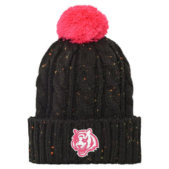 Cincinnati Bengals Girls Youth Nep Yarn Cuffed Knit Hat with Pom - Black - NFL
