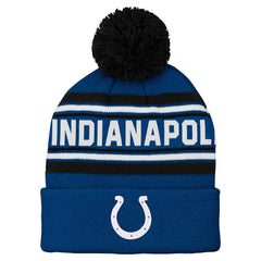 Indianapolis Colts Preschool Jacquard Cuffed Knit Hat with Pom - Royal - NFL