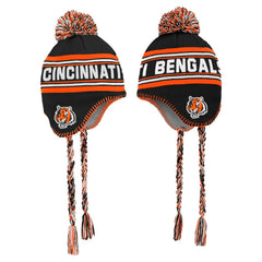 Cincinnati Bengals Preschool Jacquard Tassel Knit Hat with Pom - Black - NFL