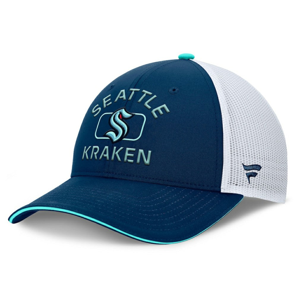 Seattle Kraken Fanatics Authentic Pro Rink Trucker Hat - Deep Sea Blue/White | Fanatics on sale