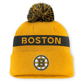 Boston Bruins Fanatics Women's Authentic Pro Rink Cuffed Knit Hat with Pom - Gold/Black | Fanatics online