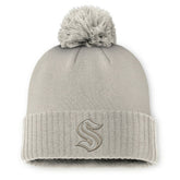 Seattle Kraken Fanatics Women's Authentic Pro Road Cuffed Knit Hat with Pom - Tan | Fanatics Clearance
