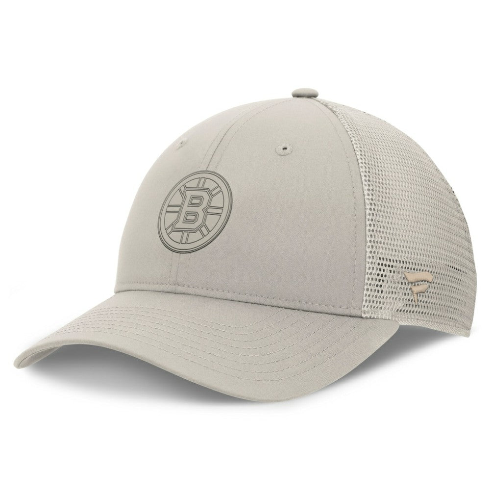 Boston Bruins Fanatics Women's Authentic Pro Road Trucker Adjustable Hat - Tan | Fanatics Lifestyle