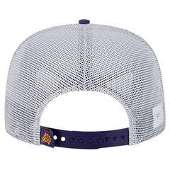 New Era Phoenix Suns Puff Print Team Code A-Frame 9FIFTY Trucker Snapback Hat Purple