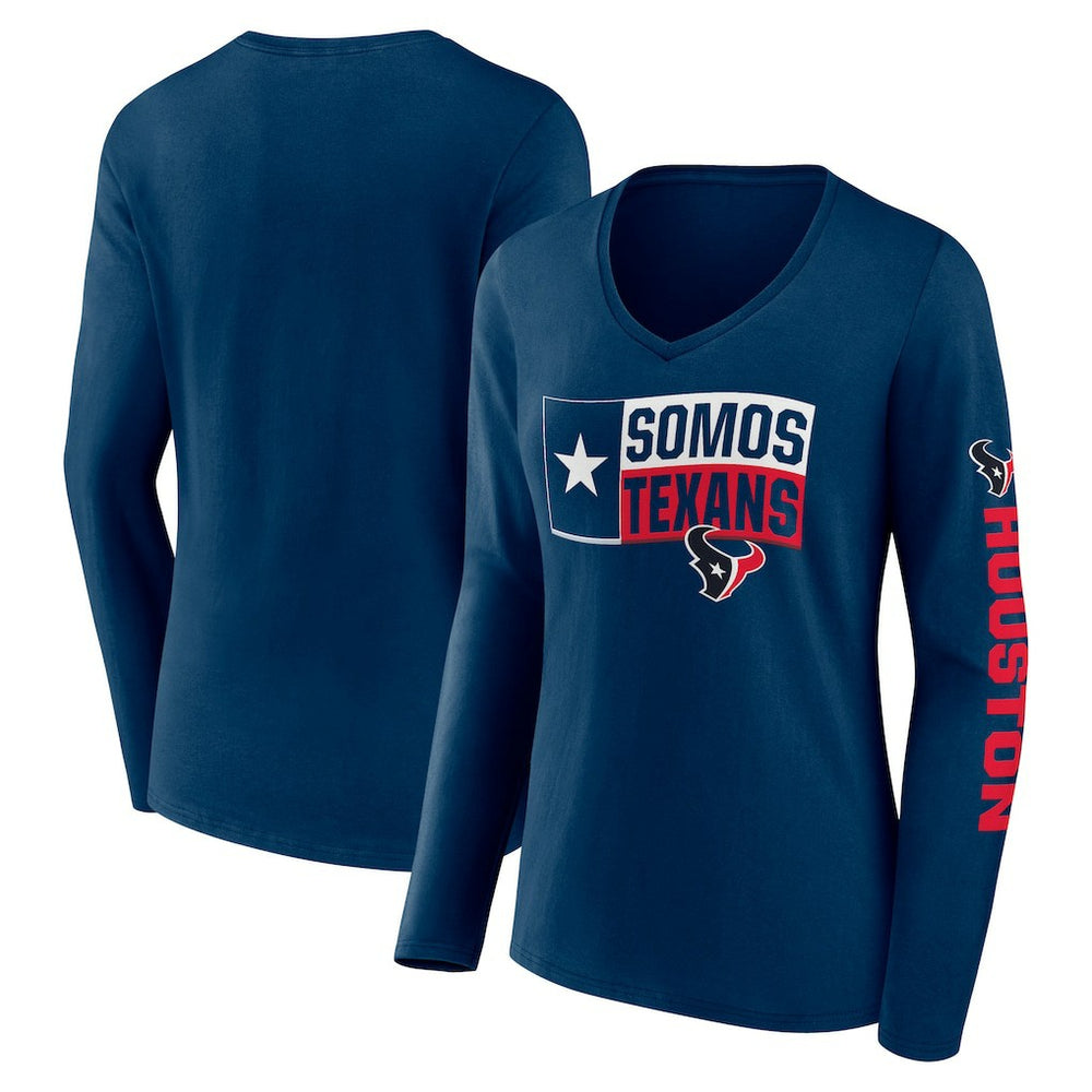 Houston Texans Hometown Sweep Long Sleeve V-Neck T-Shirt - Navy - Fanatics