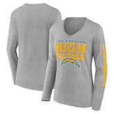 Los Angeles Chargers Hometown Sweep Long Sleeve V-Neck T-Shirt - Heather Gray - Fanatics