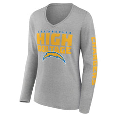 Los Angeles Chargers Hometown Sweep Long Sleeve V-Neck T-Shirt - Heather Gray - Fanatics