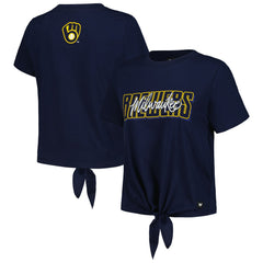 Milwaukee Brewers The Wild Collective Women's Twist Front T-Shirt Sale