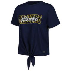 Milwaukee Brewers The Wild Collective Women's Twist Front T-Shirt Sale