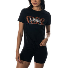 Baltimore Orioles The Wild Collective Women's Twist Front T-Shirt Outlet