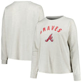 Atlanta Braves Profile Women's Plus Size French Terry Pullover Sweatshirt for sale