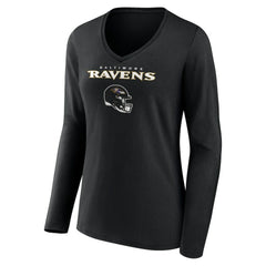 Roquan Smith Baltimore Ravens Women's Team Wordmark Player Name & Number Long Sleeve V-Neck T-Shirt - Black - NFL